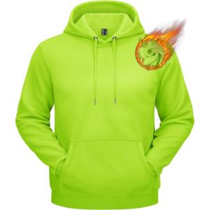 imageTACVASEN Mens Athletic Hoodies Fleece Lined Sweatshirt Pullover Soft Casual Hooded Sweatshirt with PocketYellow Green