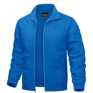 imageTACVASEN Mens Bomber Jacket Lightweight Casual Windproof Running Spring Windbreaker Sportswear OuterwearBlue Green