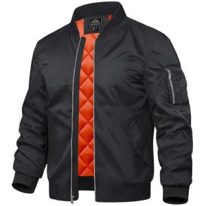 imageTACVASEN Mens Bomber Jacket Windproof Windbreaker Thermal Quilted Jacket Warm Winter Padded CoatsBlack