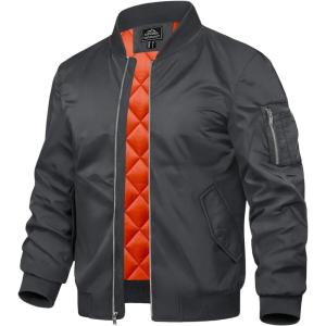 imageTACVASEN Mens Bomber Jacket Windproof Windbreaker Thermal Quilted Jacket Warm Winter Padded CoatsDarkgrey