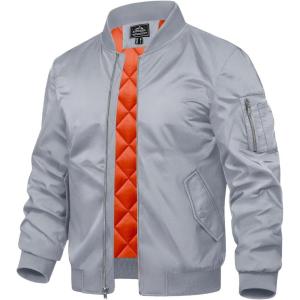 imageTACVASEN Mens Bomber Jacket Windproof Windbreaker Thermal Quilted Jacket Warm Winter Padded CoatsLightgrey