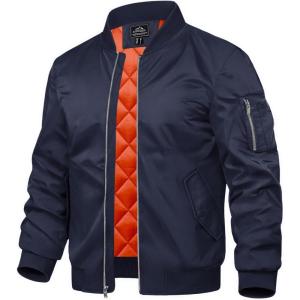 imageTACVASEN Mens Bomber Jacket Windproof Windbreaker Thermal Quilted Jacket Warm Winter Padded CoatsNavy