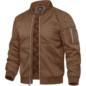 imageTACVASEN Mens Bomber Jackets Thermal Quilted Jacket Water Resistant Warm Winter CoatsCoffee