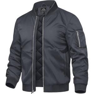 imageTACVASEN Mens Bomber Jackets Thermal Quilted Jacket Water Resistant Warm Winter CoatsDark Grey