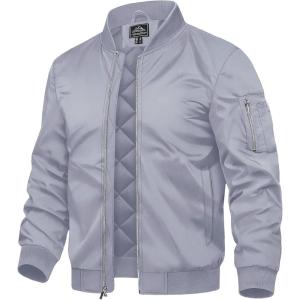 imageTACVASEN Mens Bomber Jackets Thermal Quilted Jacket Water Resistant Warm Winter CoatsLight Grey