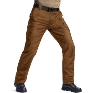 imageTACVASEN Mens Cargo Work Pants Hiking Tactical Waterproof Ripstop Breathable Stretch Pants with 8 PocketsNo BeltBrown