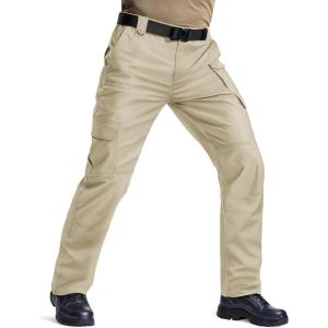 imageTACVASEN Mens Cargo Work Pants Hiking Tactical Waterproof Ripstop Breathable Stretch Pants with 8 PocketsNo BeltLkhaki