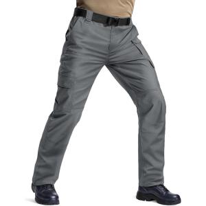 imageTACVASEN Mens Cargo Work Pants Hiking Tactical Waterproof Ripstop Breathable Stretch Pants with 8 PocketsNo BeltMgrey