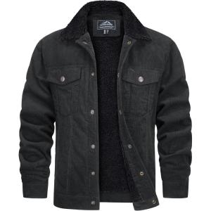 imageTACVASEN Mens Corduroy Jacket Fleece Sherpa Lined Winter Coats Warm Cotton Casual Trucker Cargo Jacket with Multi PocketsGrey