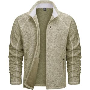 imageTACVASEN Mens Fleece Jackets Full Zip Up Lightweight Jacket Casual Stylish with Pockets for Outdoor OfficeLight Yellow