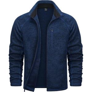 imageTACVASEN Mens Fleece Jackets Full Zip Up Lightweight Jacket Casual Stylish with Pockets for Outdoor OfficeNavy