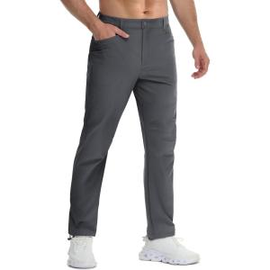 imageTACVASEN Mens Lightweight Pants Quick Dry Water Resistant Stretchy Work Golf Pants for Casual OutdoorDarkgrey