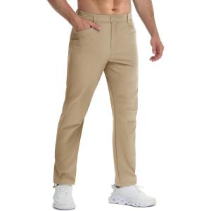 imageTACVASEN Mens Lightweight Pants Quick Dry Water Resistant Stretchy Work Golf Pants for Casual OutdoorKhaki