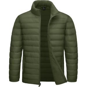 imageTACVASEN Mens Lightweight Puffer Jacket Winter Quilted Puffy Jackets Warm WaterResistant Windproof Insulated CoatsArmy Green