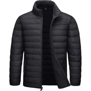 imageTACVASEN Mens Lightweight Puffer Jacket Winter Quilted Puffy Jackets Warm WaterResistant Windproof Insulated CoatsBlack