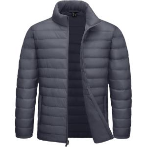 imageTACVASEN Mens Lightweight Puffer Jacket Winter Quilted Puffy Jackets Warm WaterResistant Windproof Insulated CoatsDark Grey