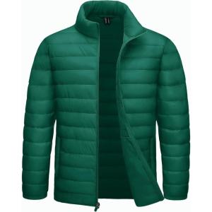 imageTACVASEN Mens Lightweight Puffer Jacket Winter Quilted Puffy Jackets Warm WaterResistant Windproof Insulated CoatsEmerald Green