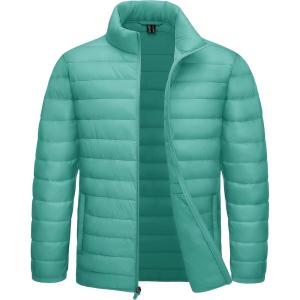 imageTACVASEN Mens Lightweight Puffer Jacket Winter Quilted Puffy Jackets Warm WaterResistant Windproof Insulated CoatsGrey Green