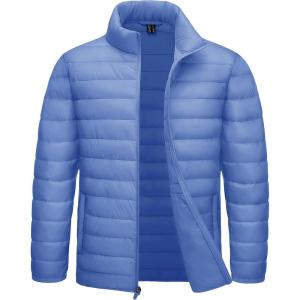 imageTACVASEN Mens Lightweight Puffer Jacket Winter Quilted Puffy Jackets Warm WaterResistant Windproof Insulated CoatsLight Blue