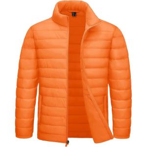 imageTACVASEN Mens Lightweight Puffer Jacket Winter Quilted Puffy Jackets Warm WaterResistant Windproof Insulated CoatsOrange