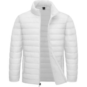 imageTACVASEN Mens Lightweight Puffer Jacket Winter Quilted Puffy Jackets Warm WaterResistant Windproof Insulated CoatsWhite