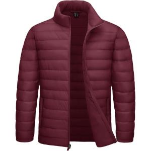 imageTACVASEN Mens Lightweight Puffer Jacket Winter Quilted Puffy Jackets Warm WaterResistant Windproof Insulated CoatsWine Red