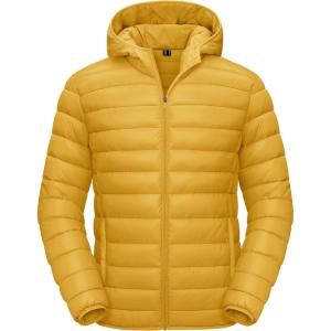 imageTACVASEN Mens Lightweight Puffer Jacket with Hood Water Resistant Windproof Insulated Jacket Quilted Lined Winter CoatsGinger