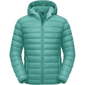 imageTACVASEN Mens Lightweight Puffer Jacket with Hood Water Resistant Windproof Insulated Jacket Quilted Lined Winter CoatsGrey Green