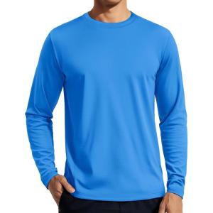 imageTACVASEN Mens Long Sleeve UPF 80 Shirts Sun Protection UV SPF Shirts Rash Guard Fishing Running Quick Dry LightweightAzure