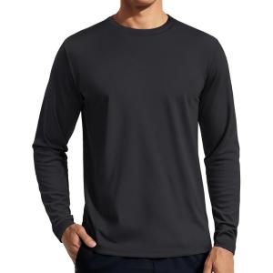 imageTACVASEN Mens Long Sleeve UPF 80 Shirts Sun Protection UV SPF Shirts Rash Guard Fishing Running Quick Dry LightweightBlack