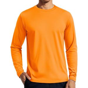 imageTACVASEN Mens Long Sleeve UPF 80 Shirts Sun Protection UV SPF Shirts Rash Guard Fishing Running Quick Dry LightweightFl Orange