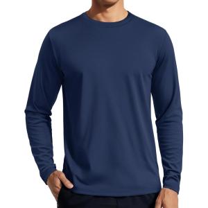 imageTACVASEN Mens Long Sleeve UPF 80 Shirts Sun Protection UV SPF Shirts Rash Guard Fishing Running Quick Dry LightweightNavy