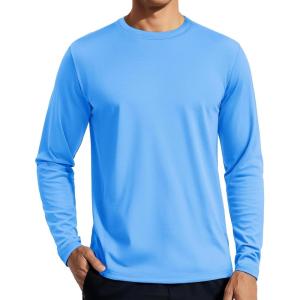 imageTACVASEN Mens Long Sleeve UPF 80 Shirts Sun Protection UV SPF Shirts Rash Guard Fishing Running Quick Dry LightweightWaterfall Blue
