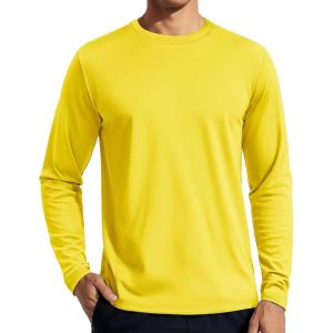 imageTACVASEN Mens Long Sleeve UPF 80 Shirts Sun Protection UV SPF Shirts Rash Guard Fishing Running Quick Dry LightweightYellow