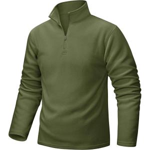 imageTACVASEN Mens Quarter Zip Fleece Pullover Long Sleeve Sweatshirt Warm Winter Sweater Casual Golf Shirts for MenArmy Green