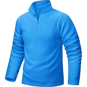 imageTACVASEN Mens Quarter Zip Fleece Pullover Long Sleeve Sweatshirt Warm Winter Sweater Casual Golf Shirts for MenAzure Blue