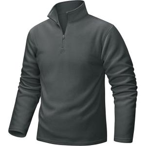 imageTACVASEN Mens Quarter Zip Fleece Pullover Long Sleeve Sweatshirt Warm Winter Sweater Casual Golf Shirts for MenDark Gray
