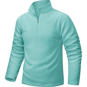 imageTACVASEN Mens Quarter Zip Fleece Pullover Long Sleeve Sweatshirt Warm Winter Sweater Casual Golf Shirts for MenGray Green