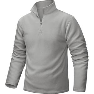 imageTACVASEN Mens Quarter Zip Fleece Pullover Long Sleeve Sweatshirt Warm Winter Sweater Casual Golf Shirts for MenLight Gray