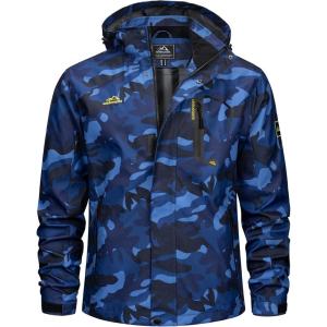 imageTACVASEN Mens Rain Jacket Lightweight Windbreaker with Hooded Water Resistant Outdoor Raincoat for Hiking Travel CampingColor Navy