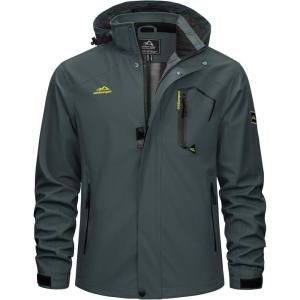 imageTACVASEN Mens Rain Jacket Lightweight Windbreaker with Hooded Water Resistant Outdoor Raincoat for Hiking Travel CampingGray