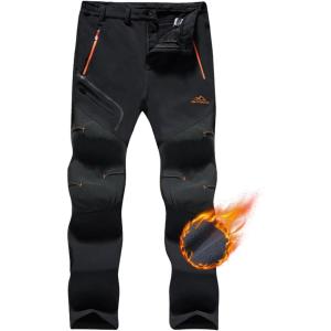imageTACVASEN Mens Snow Ski Pants Fleece Lined Winter Pants for Men Water Resistant Thermal Snowboard Hiking Hunting WorkBlack