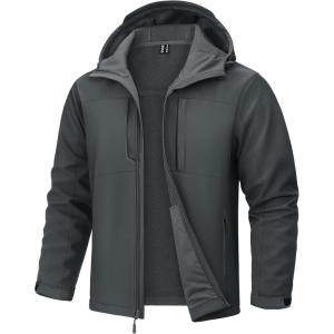 imageTACVASEN Mens Softshell Jacket with Hood Waterproof Tactical Fleece Coat Winter Windbreaker Lightweight Rain JacketsDarkgray