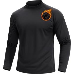 imageTACVASEN Mens Thermal Fleece Shirt Mock Turtle Neck Base Layer Long Sleeve Athletic Warm Undershirt Winter Running TopsBlack