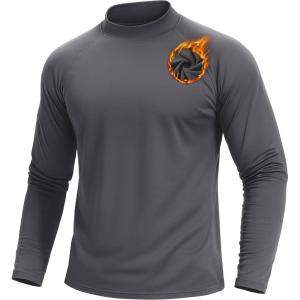 imageTACVASEN Mens Thermal Fleece Shirt Mock Turtle Neck Base Layer Long Sleeve Athletic Warm Undershirt Winter Running TopsDark Grey