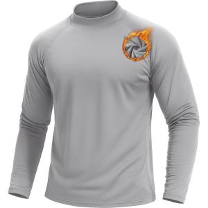 imageTACVASEN Mens Thermal Fleece Shirt Mock Turtle Neck Base Layer Long Sleeve Athletic Warm Undershirt Winter Running TopsLight Grey