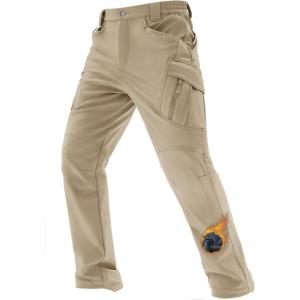 imageTACVASEN Mens Winter Work Pants Fleece Lined Tactical Snow Ski Pant Waterproof Insulated Cargo Hiking Trousers 9 PocketKhaki