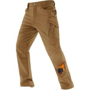 imageTACVASEN Mens Winter Work Pants Fleece Lined Tactical Snow Ski Pant Waterproof Insulated Cargo Hiking Trousers 9 PocketSand