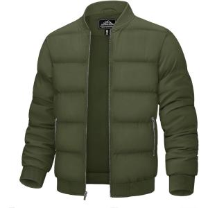 imageTACVASEN Puffer Jacket Men Quilted Mens Lightweight Jackets WaterResistant Warm Padded Comfortable for WinterArmy Green