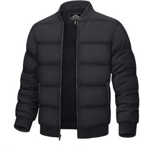 imageTACVASEN Puffer Jacket Men Quilted Mens Lightweight Jackets WaterResistant Warm Padded Comfortable for WinterBlack